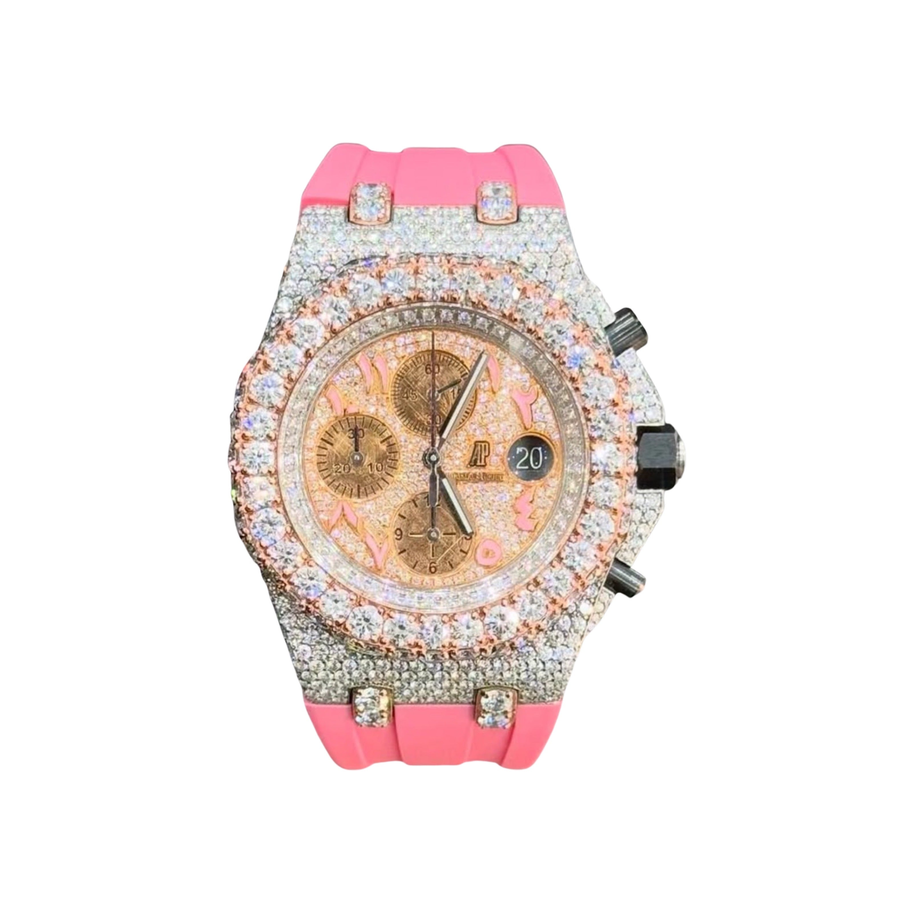 Moissanite Watch Pink Silicone Strap