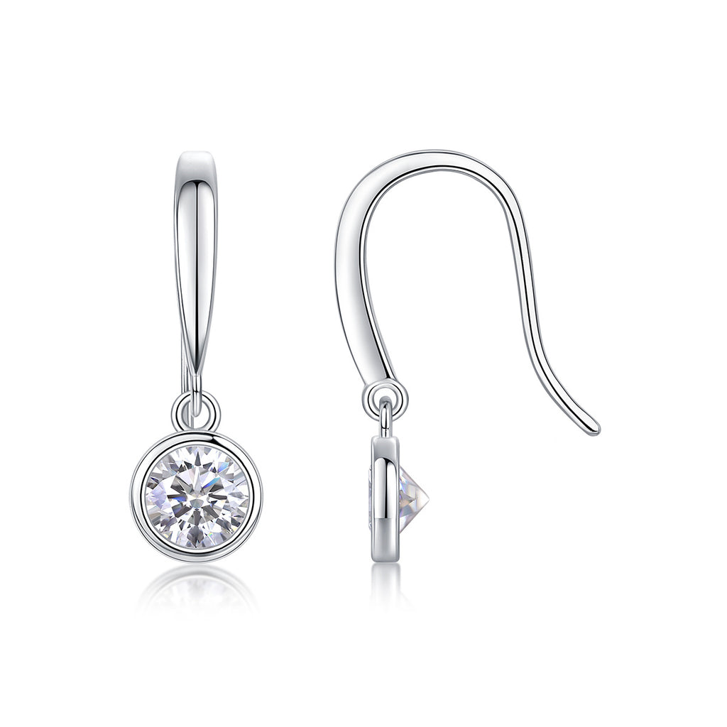 Solitaire Stud Earrings Set With Moissanite S925 Sterling Silver Platinum Plated