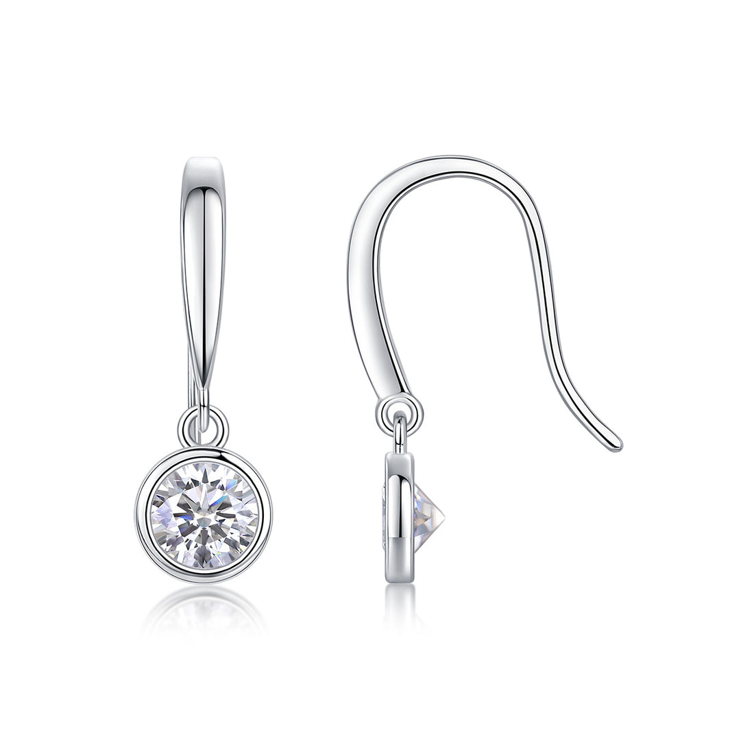 Stud Fashionable Earrings Set With Moissanite S925 Sterling Silver Platinum Plated