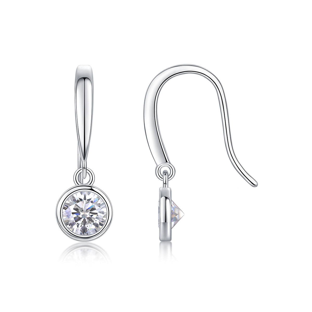 Solitaire Stud Earrings Set With Moissanite S925 Sterling Silver Platinum Plated
