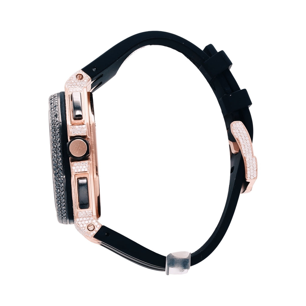 AP Rose Gold Black Moissanite Diamond Watch