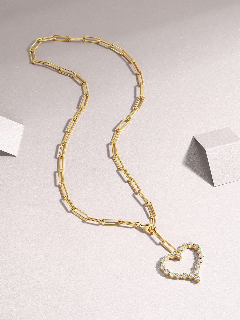 Heart's Wish VVS Moissanite Diamond pendant Set S925 Gold Plated Silver