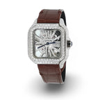 Cartier Skeleton Leather Strap Moissanite Watch