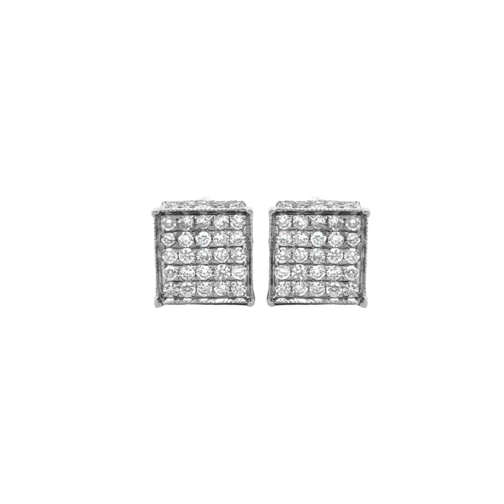 Square Halo Stud Earrings 10K Gold Lab Diamonds