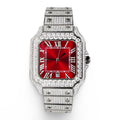 Cartier Red Dial Moissanite Watch