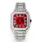 Cartier Red Dial Moissanite Watch