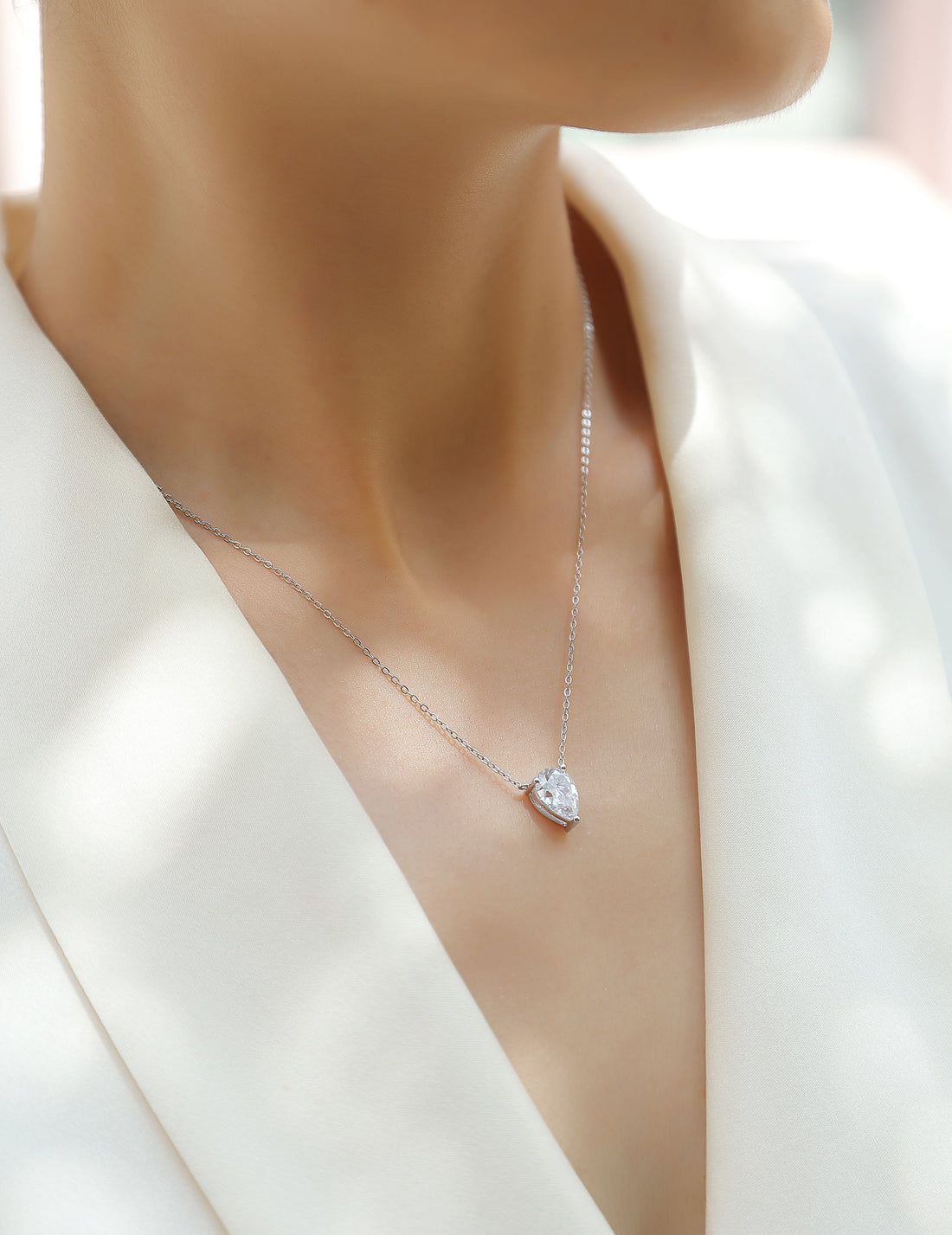 Pearl Cut VVS Moissanite - Fashionable Jewelry Pendant Set With Moissanite S925 Sterling Silver And Platinum-plated Diamond, Moissanite Silver Jewelry