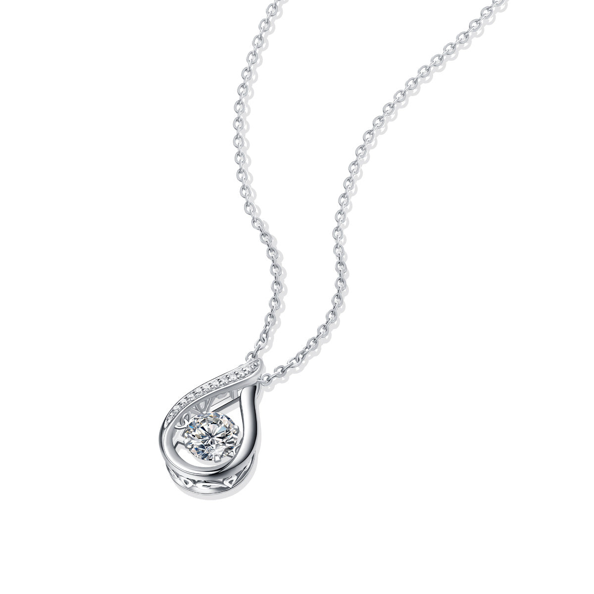 Heartbeat Diamond Pendant Necklace Set With Moissanite Diamond Silver Ornaments
