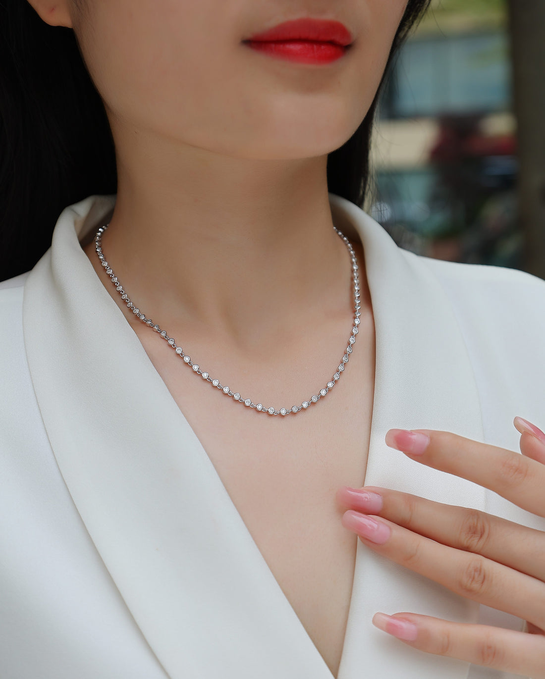 Round Diamond Necklace S925 Silver