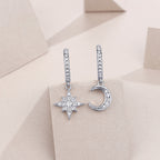 Star And Moon Earrings Set With Moissanite S925 Sterling Silver And Platinum-plated