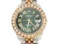 Rolex Green Dial Two Tone Yellow Gold Datejust Moissanite Watch