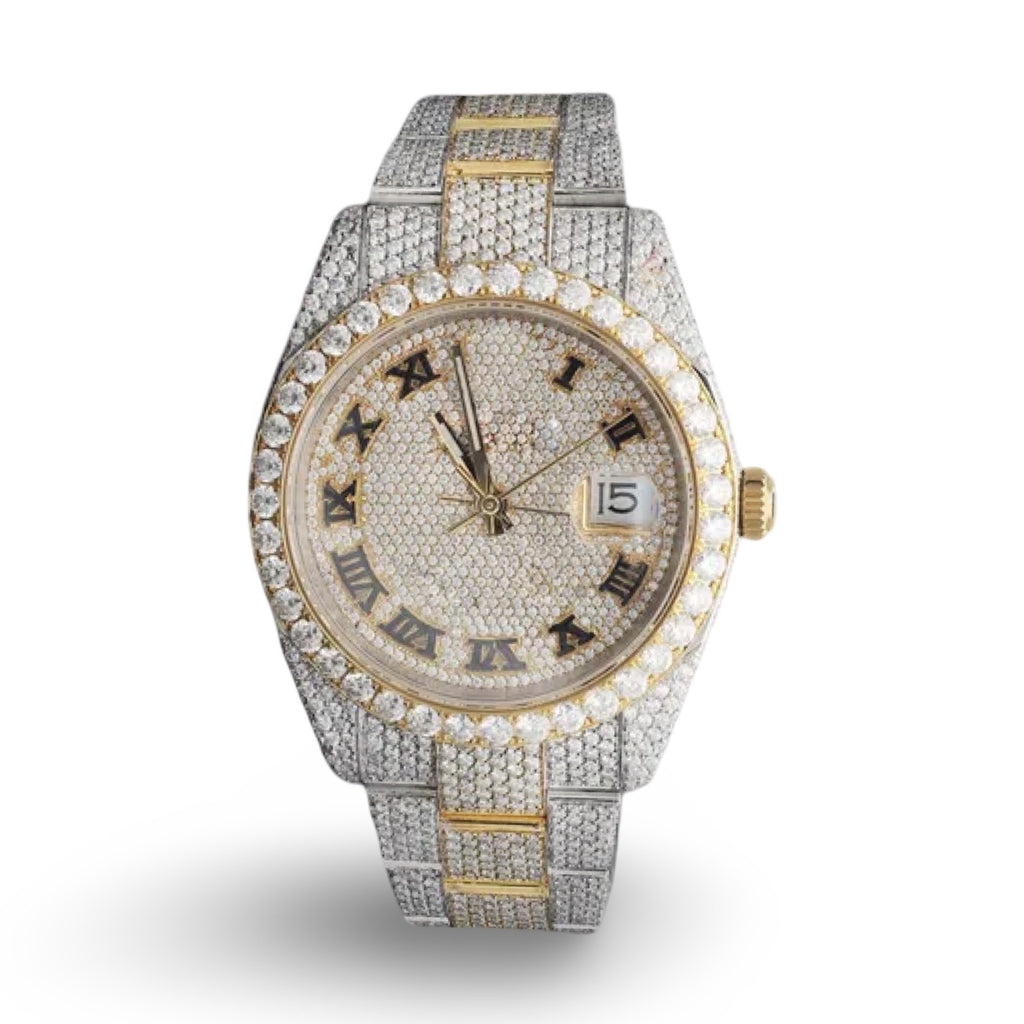 Roman Numeral Two Tone Moissanite Watch