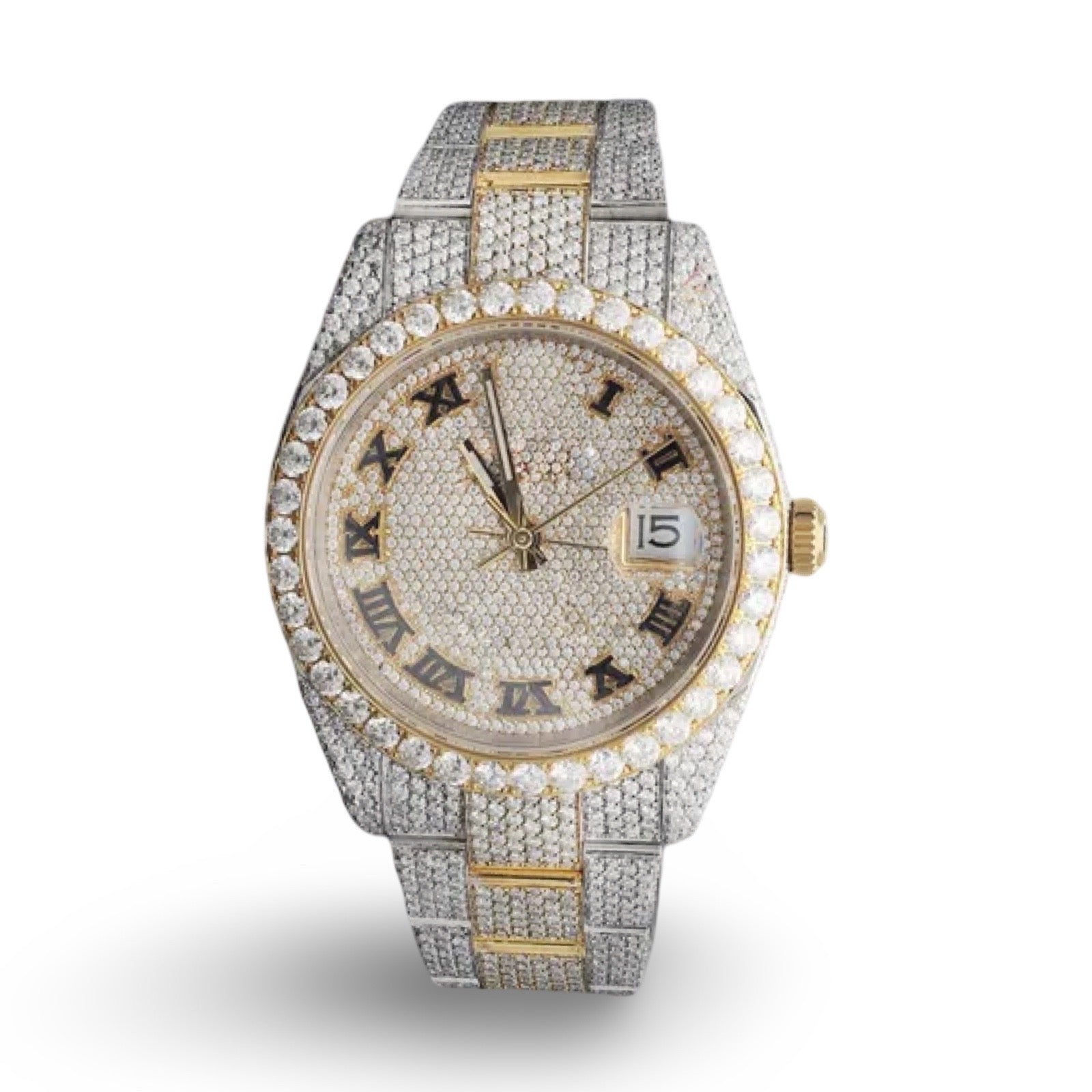 Roman Numeral Two Tone Moissanite Watch
