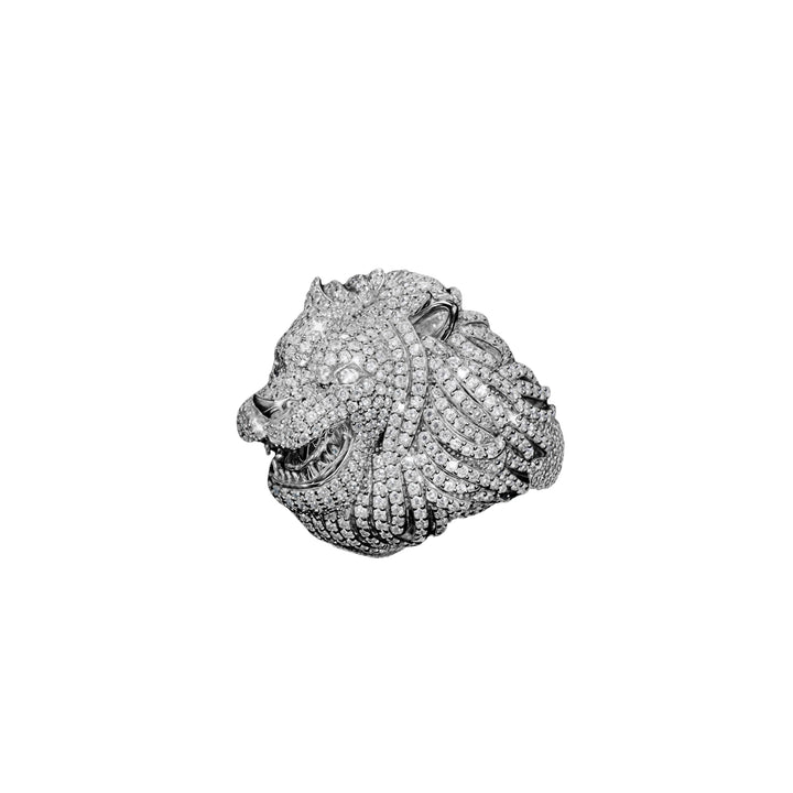 Lion Head Diamond Ring 10K Gold