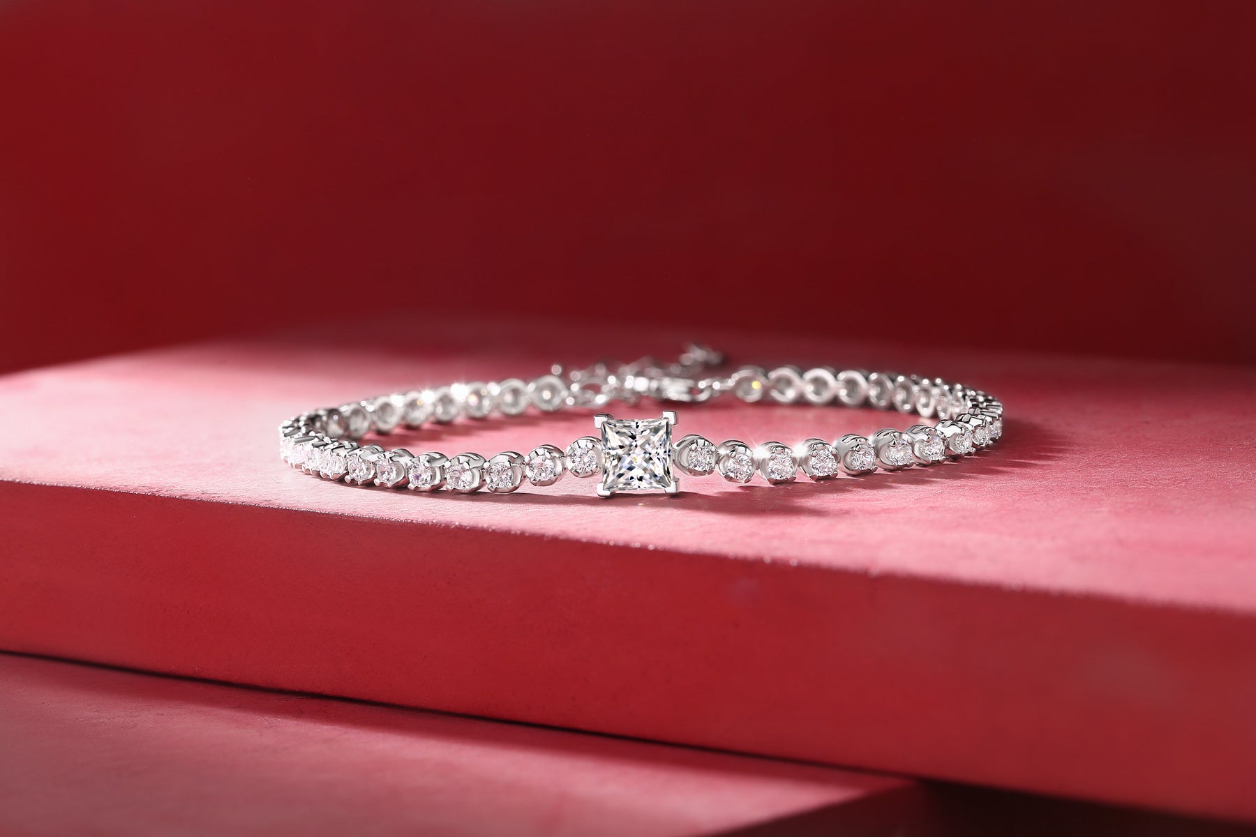 Princess Cut VVS Moissanite Diamond Silver Bracelet