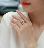 Brilliant Interweaving Diamond Ring Set With Moissanite S925 Sterling Silver And Platinum-plated