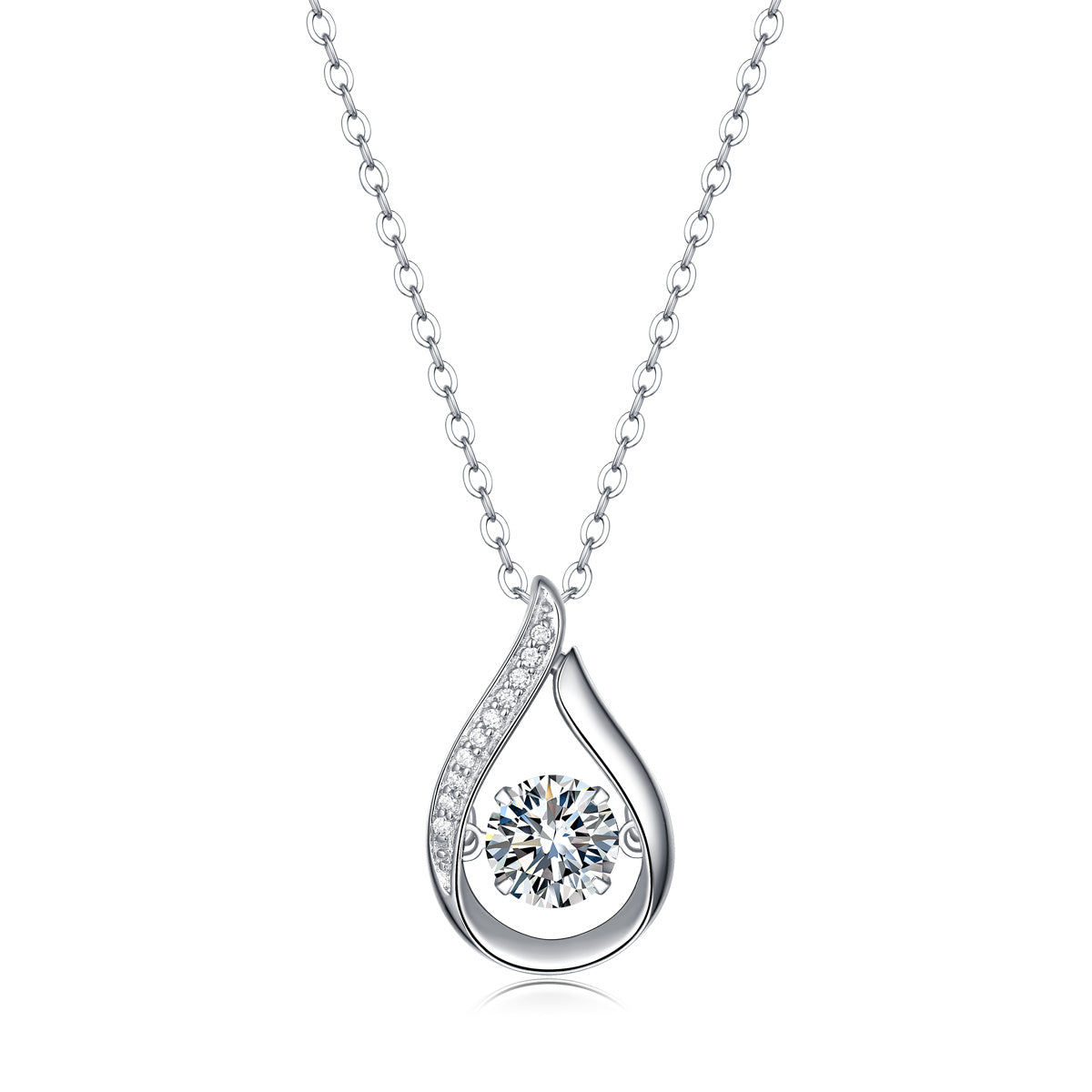 Heartbeat Diamond Pendant Necklace Set With Moissanite Diamond Silver Ornaments