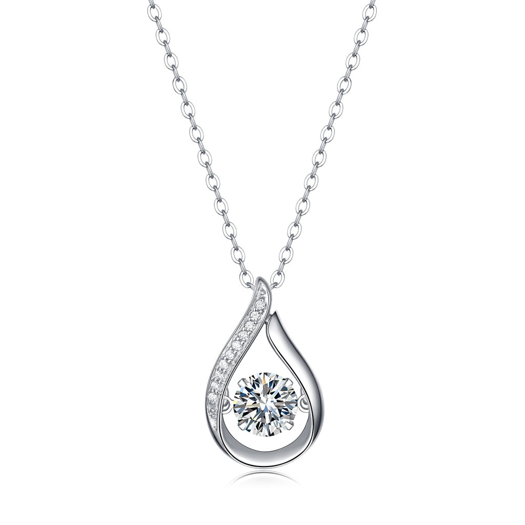 Heartbeat Diamond Pendant Necklace Set With Moissanite Diamond Silver Ornaments