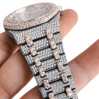 Two Tone Rose Gold Skeleton Moissanite Watch