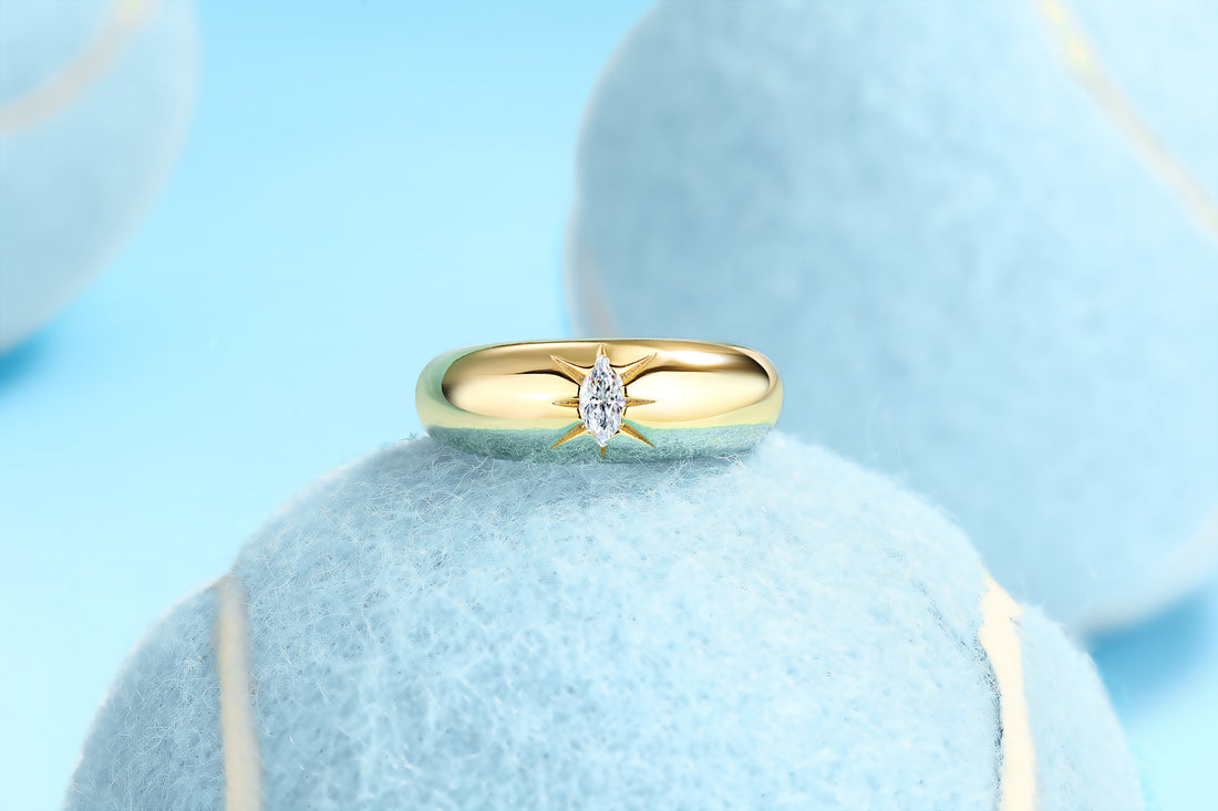 Eight-prong Marquis Cut Diamond Ring Set With Moissanite S925 Sterling Silver And Gold-plated