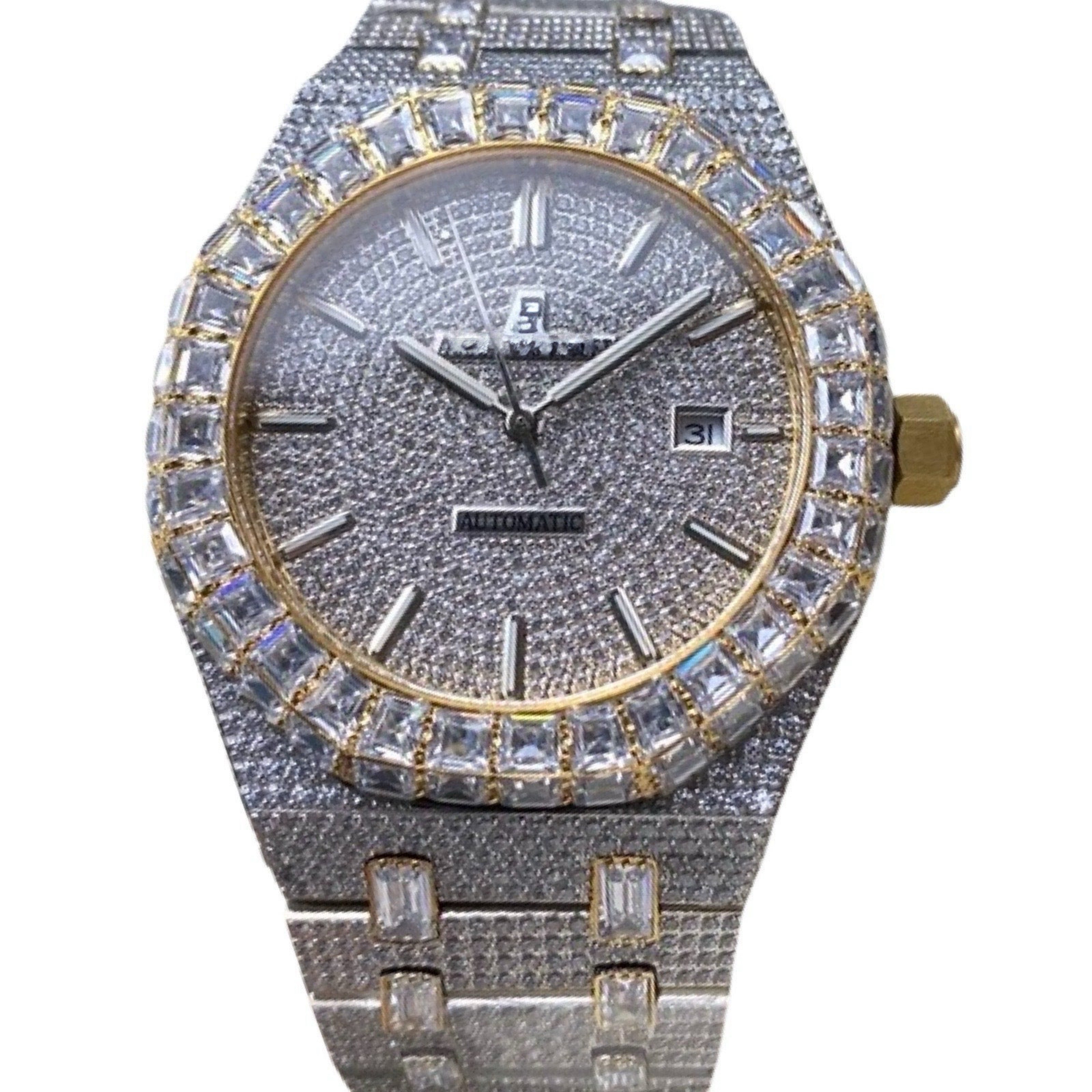 Two Tone Yellow Gold Moissanite Watch