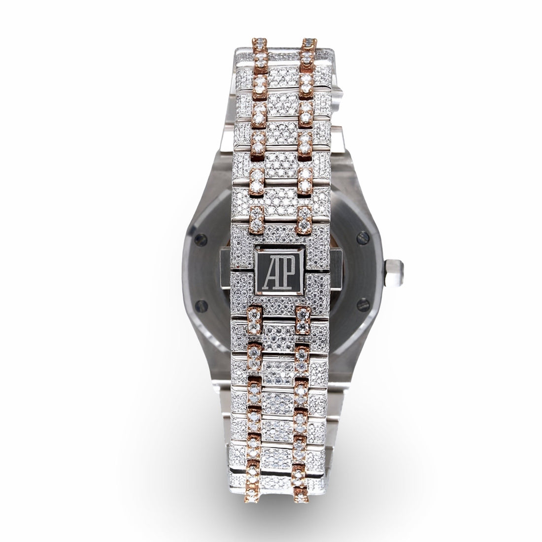 Moissanite watch rose gold two tone