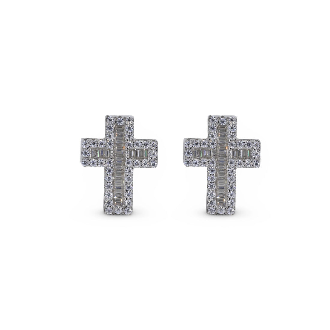 Cross Earrings Baguette Moissanite