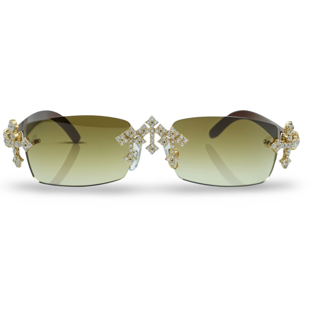 925 Moissanite Rimless Cross Sunglasses
