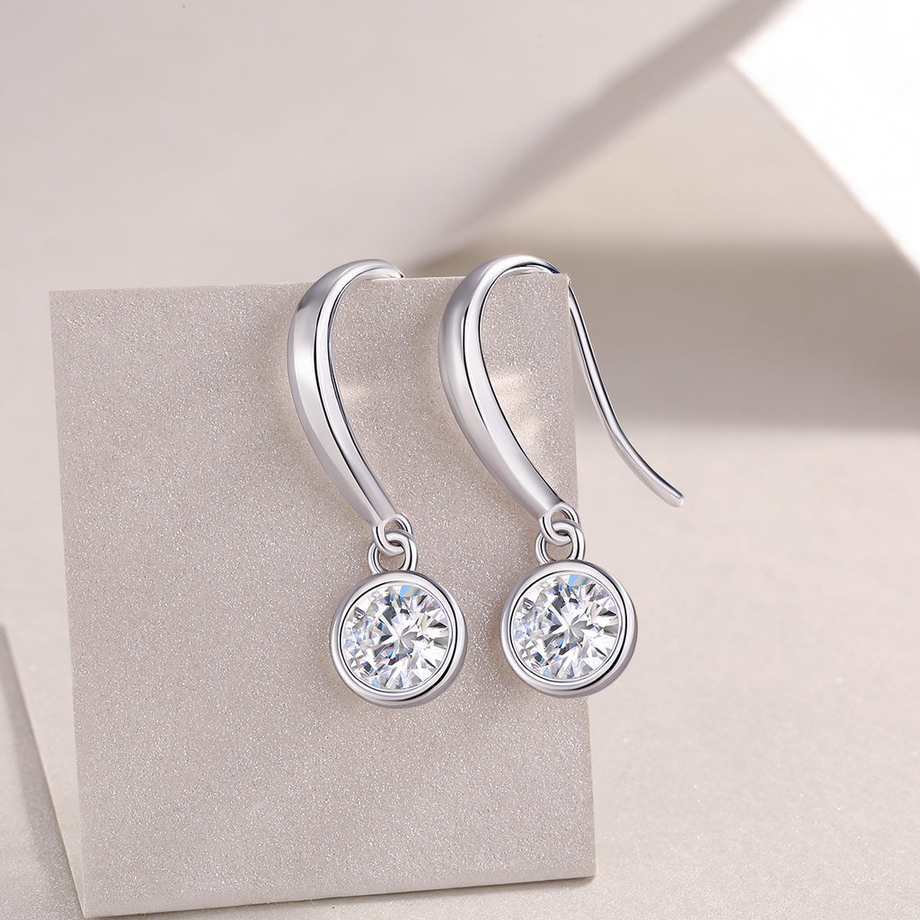 Solitaire Stud Earrings Set With Moissanite S925 Sterling Silver Platinum Plated