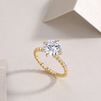 Solitaire Diamond Ring VVS Moissanite S925 Silver Gold Plated