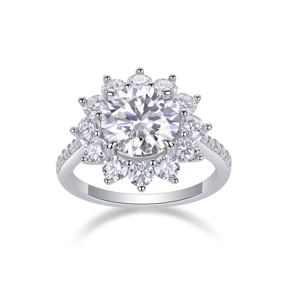 Sunflower Ring Set With 3-carat Moissanite S925 Sterling Silver And Platinum Plated