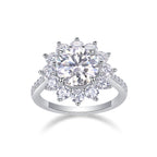 Sunflower Ring Set With 3-carat Moissanite S925 Sterling Silver And Platinum Plated