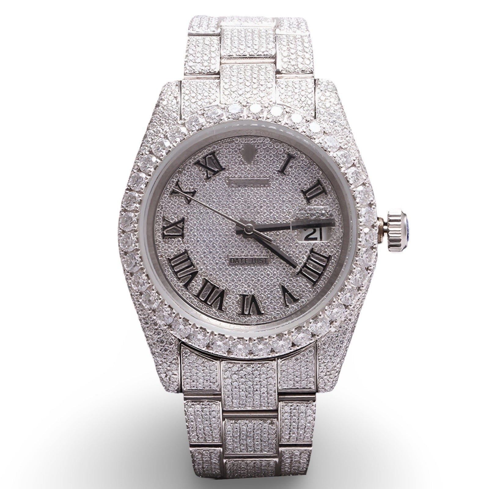 Rolex Roman Numeral dial Moissanite Watch