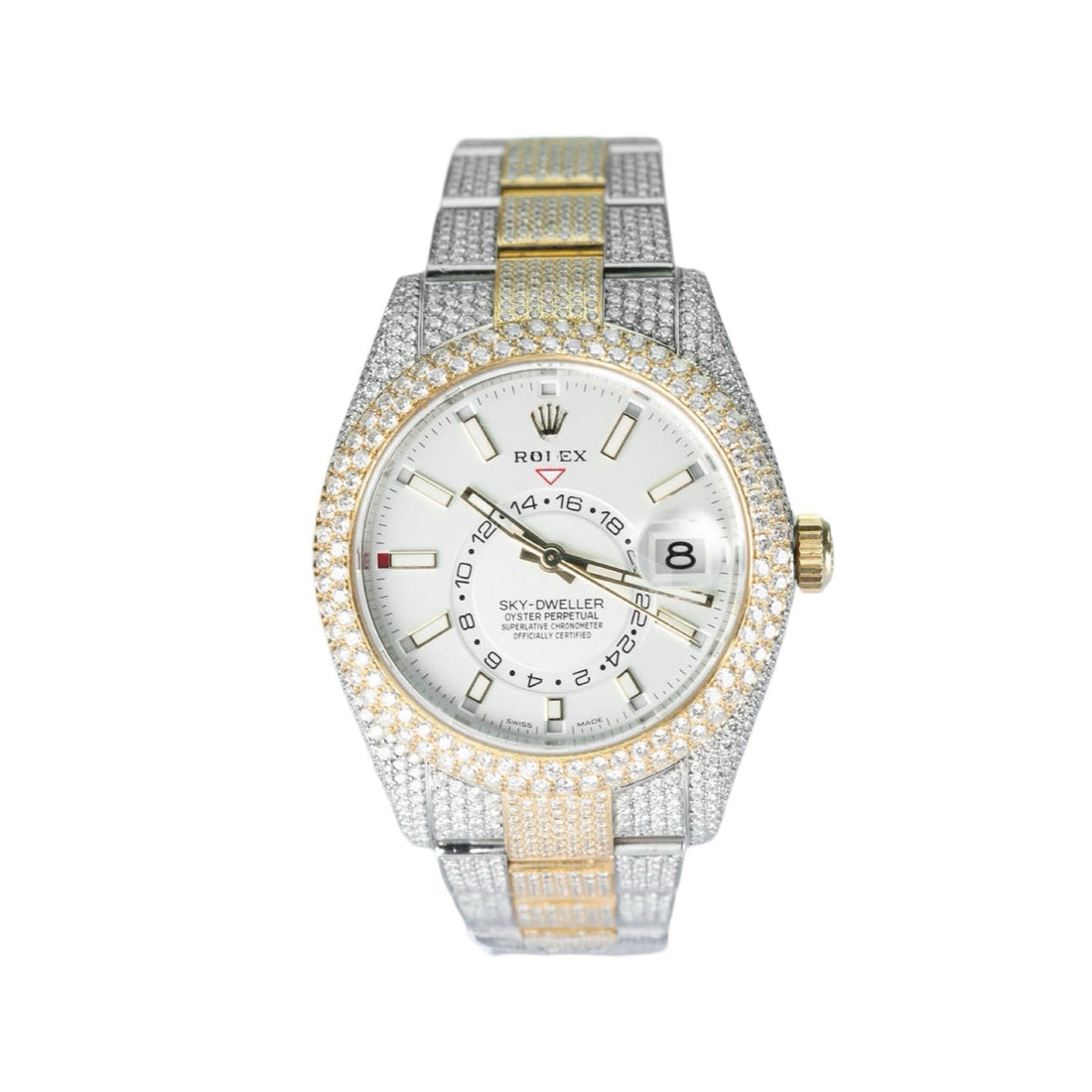 Rolex Sky dweller Two Tone Yellow Gold Moissanite Watch