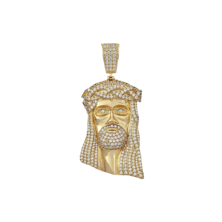 10K Gold Diamond Jesus Pendant