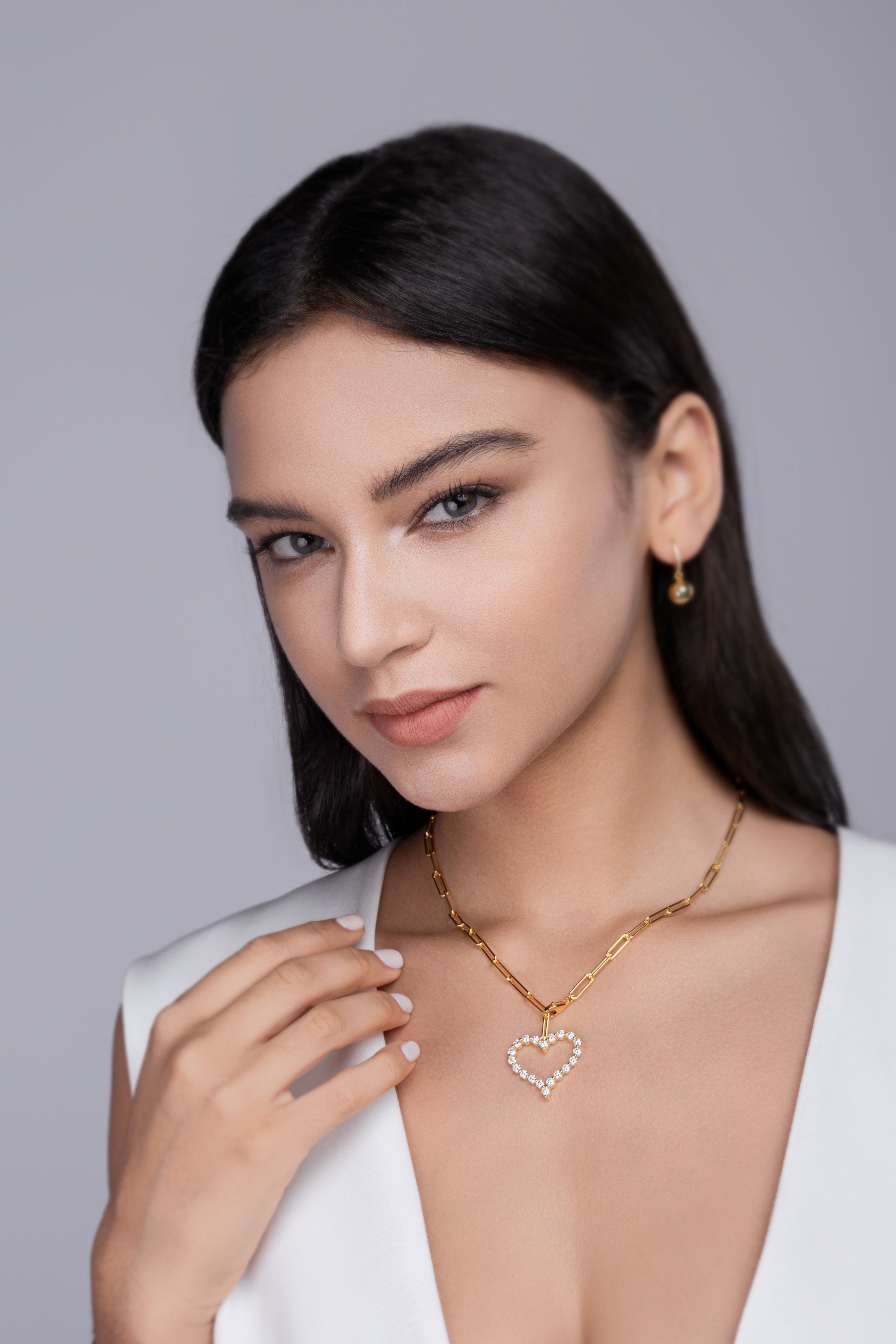 Heart's Wish VVS Moissanite Diamond pendant Set S925 Gold Plated Silver