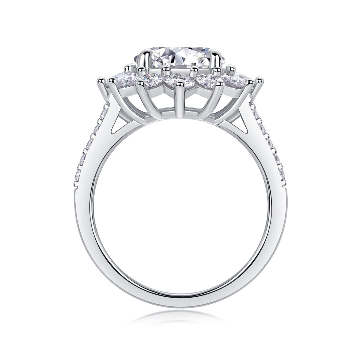 Sunflower Ring Set With 3-carat Moissanite S925 Sterling Silver And Platinum Plated