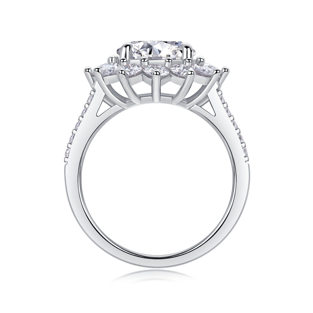 Sunflower Ring Set With 3-carat Moissanite S925 Sterling Silver And Platinum Plated