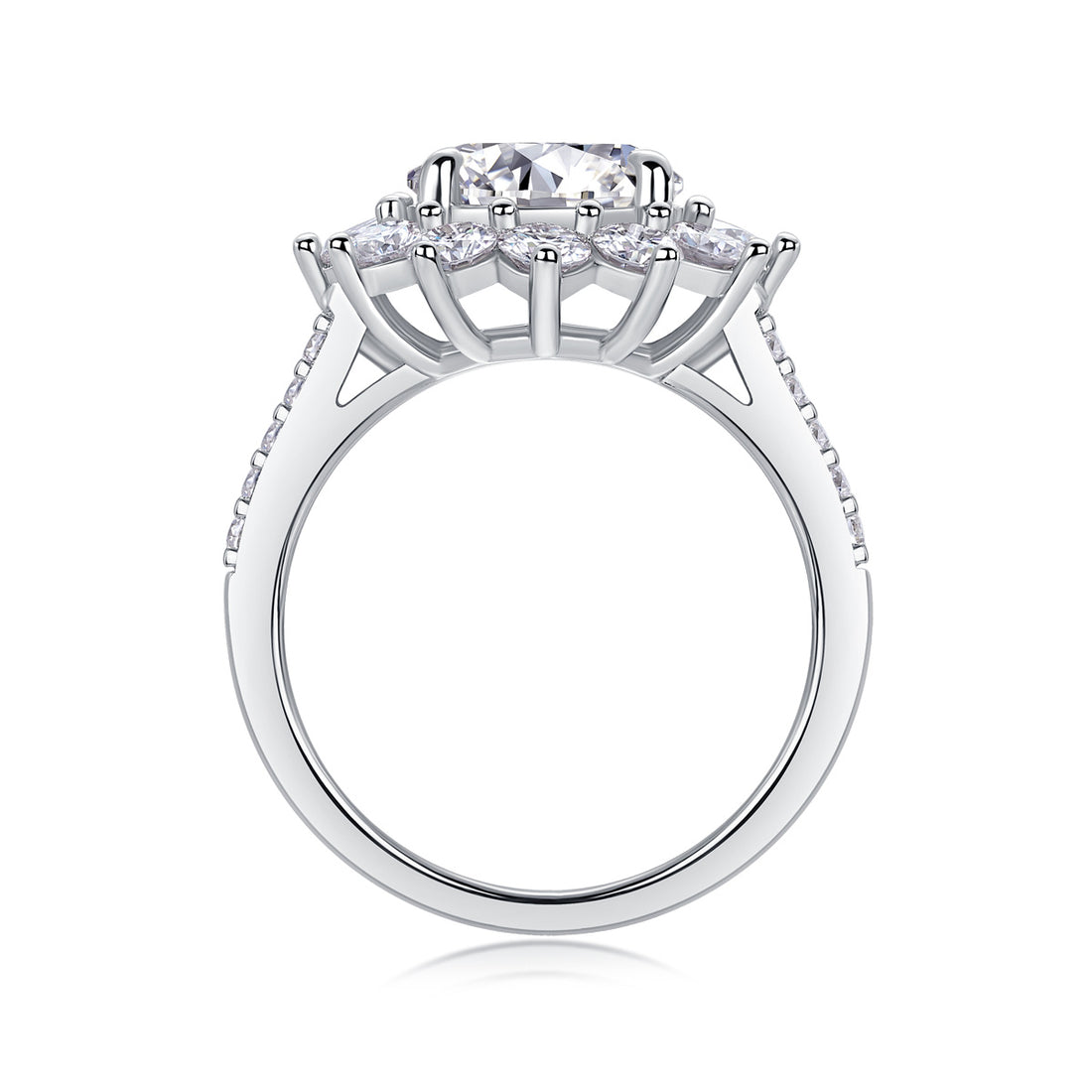 Sunflower Ring Set With 3-carat Moissanite S925 Sterling Silver And Platinum Plated