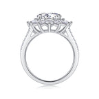 Sunflower Ring Set With 3-carat Moissanite S925 Sterling Silver And Platinum Plated