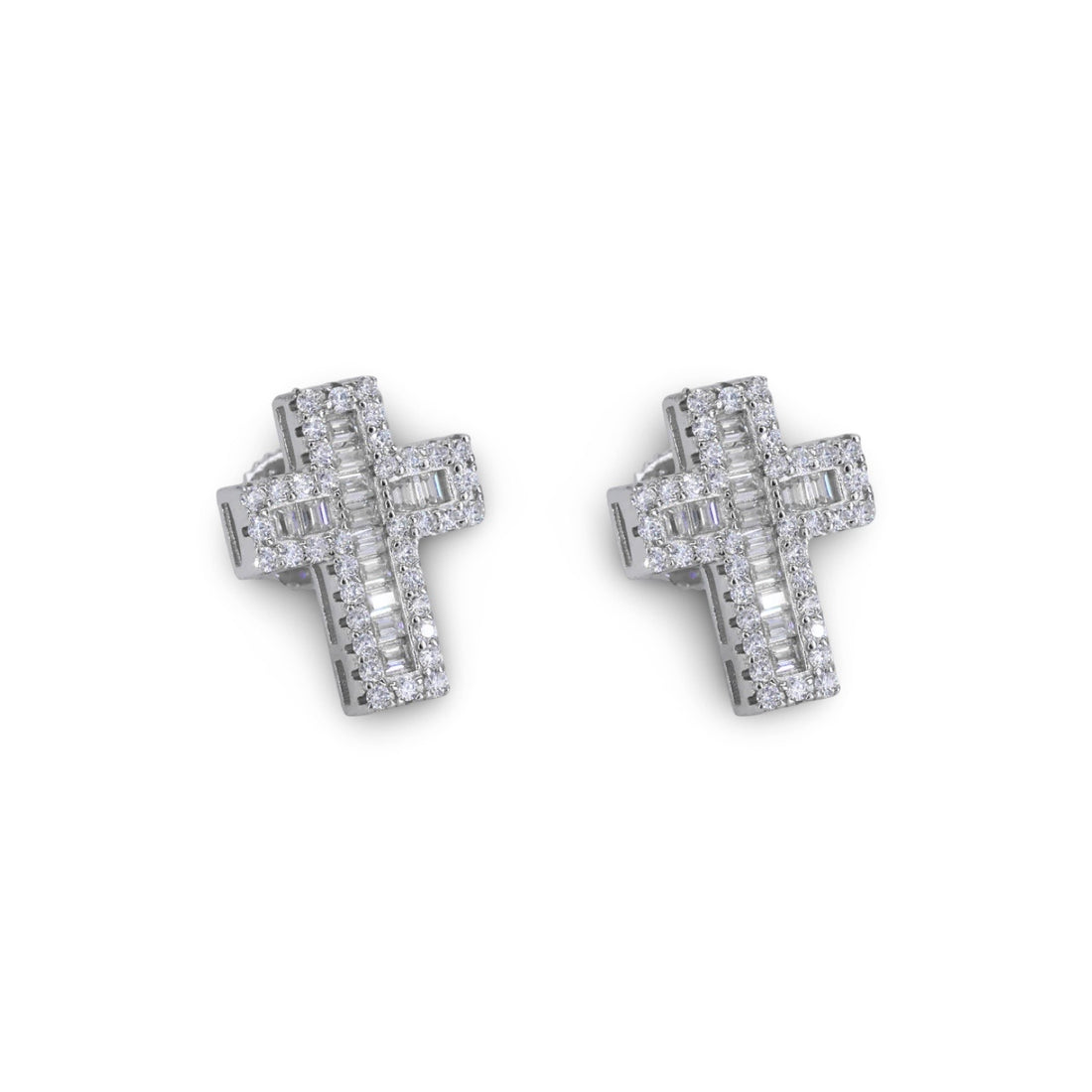 Cross Earrings Baguette Moissanite