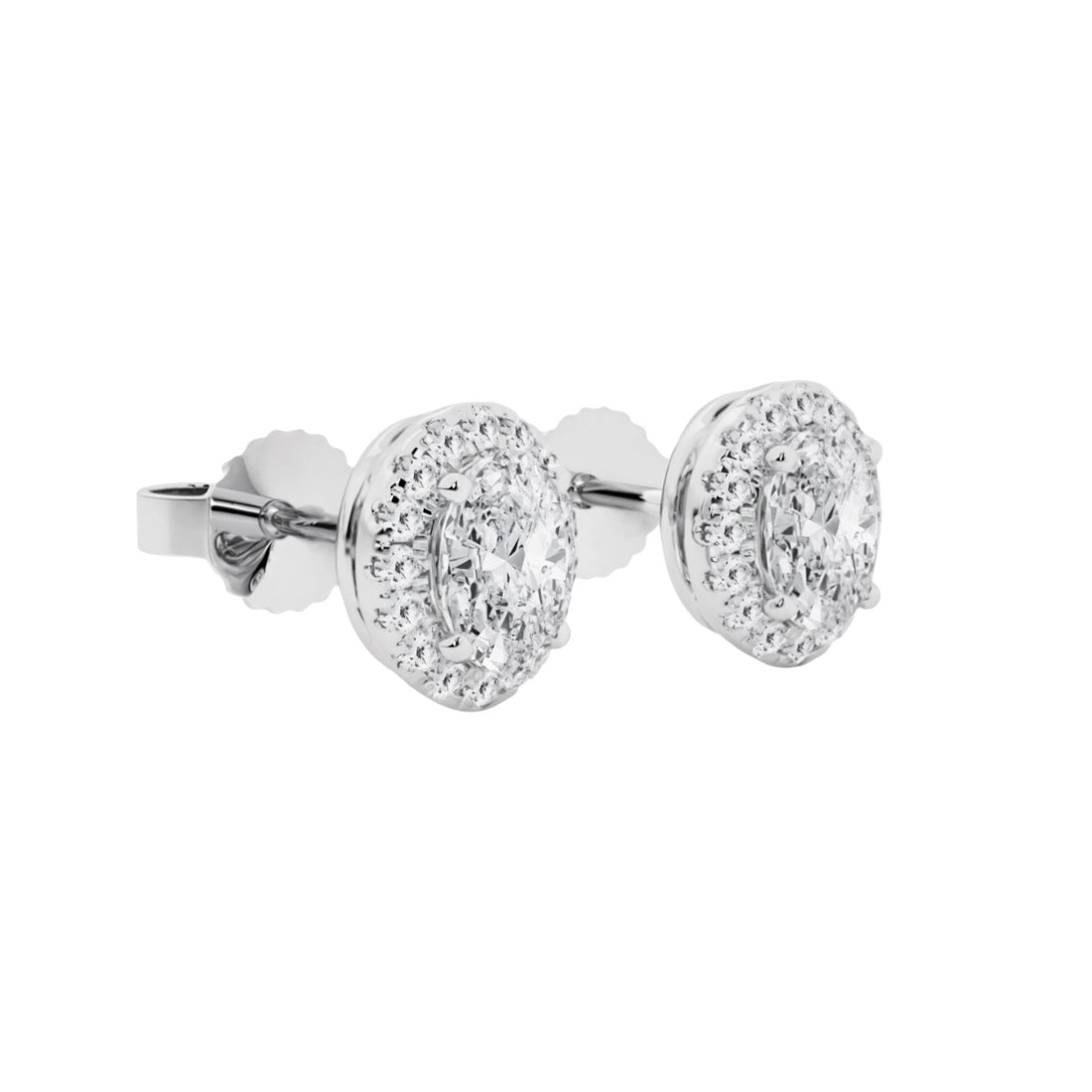 2 Carat Halo Oval Cut Stud Earrings