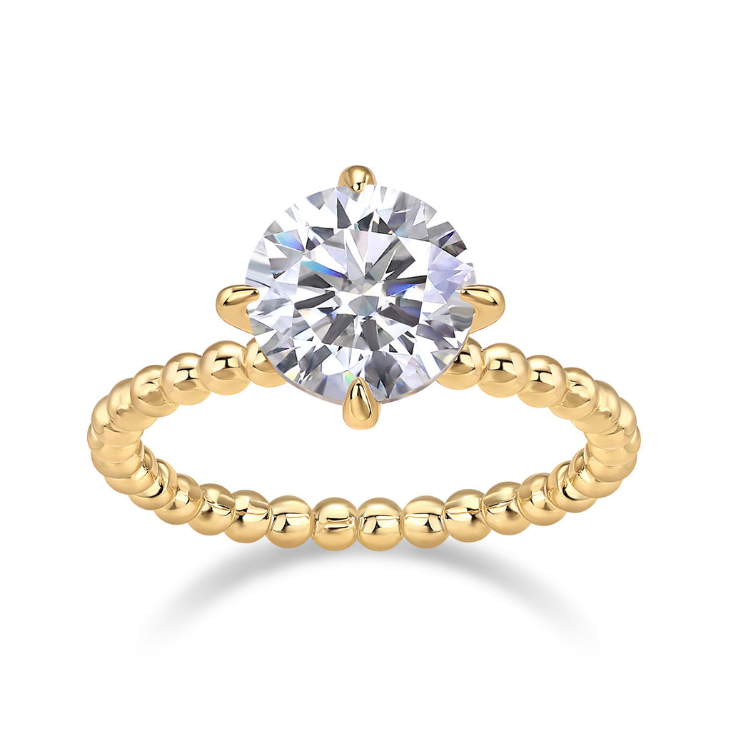 Solitaire Diamond Ring VVS Moissanite S925 Silver Gold Plated