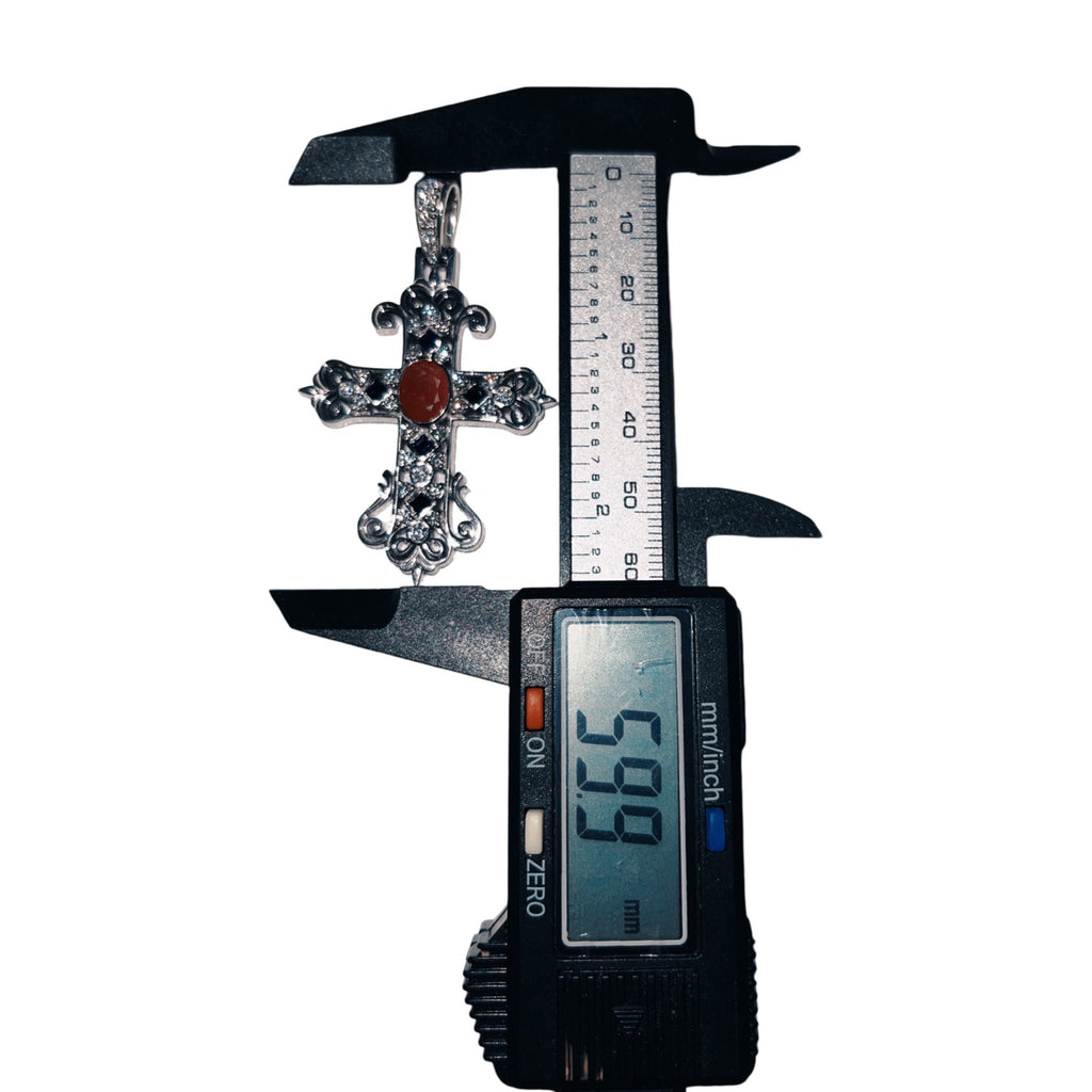 Natural Ruby 925 Moissanite Cross Pendant