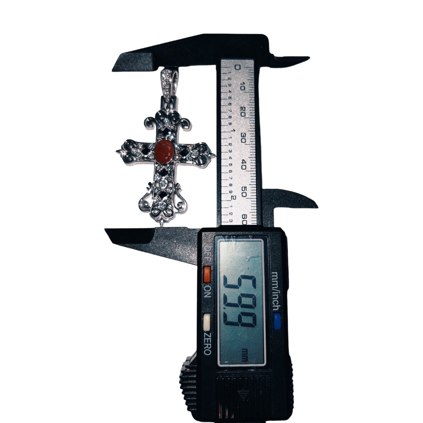 Natural Ruby 925 Moissanite Cross Pendant