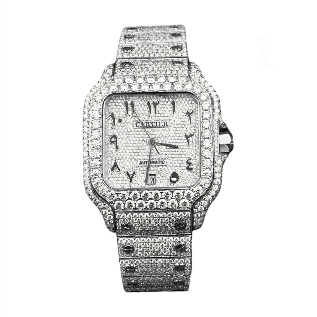 Cartier Arabic Numeral Moissanite Diamond Watch