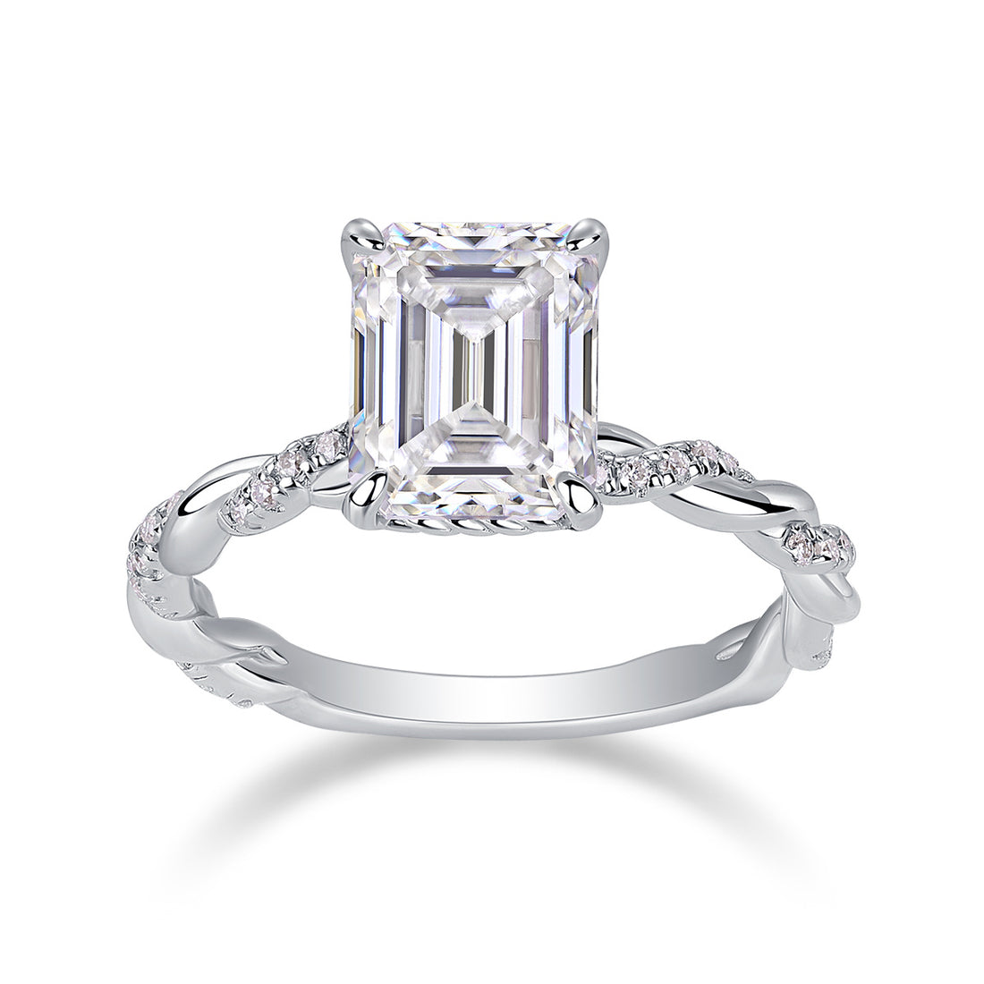 Chasing Light - VVS Emerald Moissanite Ring Set S925 Sterling Silver