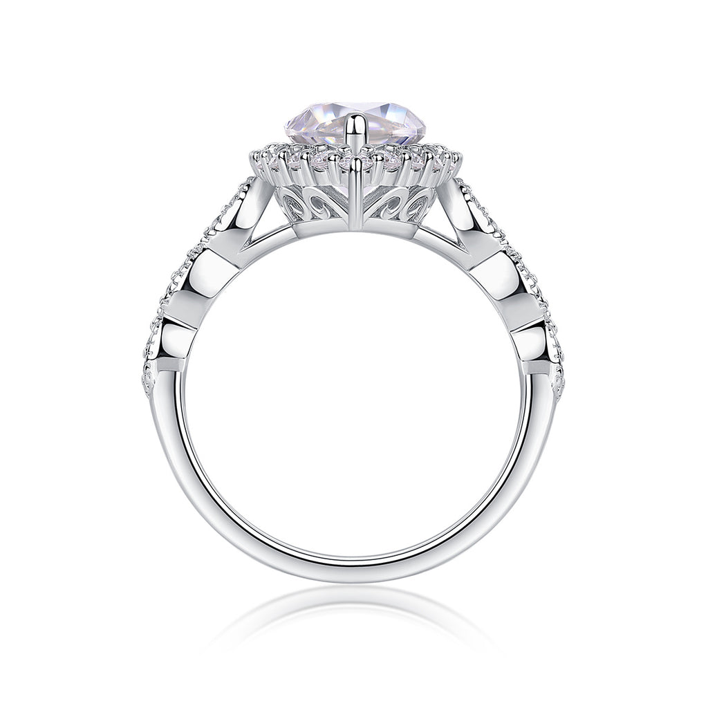 Marquis Moissanite S925 Sterling Silver And Platinum-plated Diamond Ring