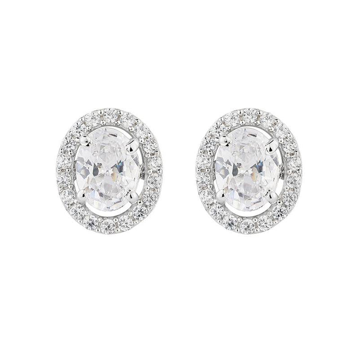 2 Carat Halo Oval Cut Stud Earrings