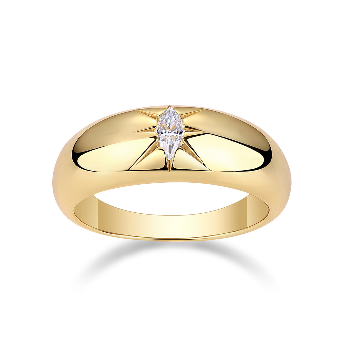 Eight-prong Marquis Cut Diamond Ring Set With Moissanite S925 Sterling Silver And Gold-plated